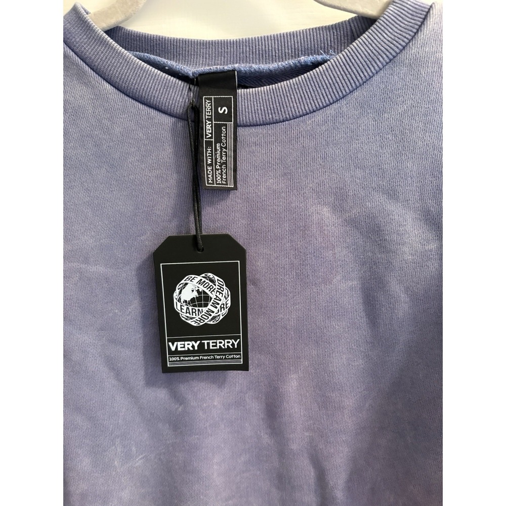 Alphalete Men's Terry Crewneck Sweatshirt Distressed Celestial Blue Small NWT - Picture 3 of 5